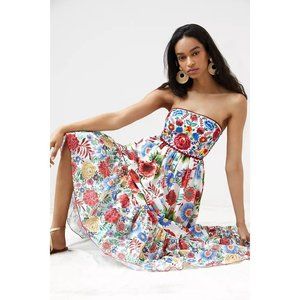 Anthropologie Payal Jain Floral Embroidered Maxi Dress Size 0